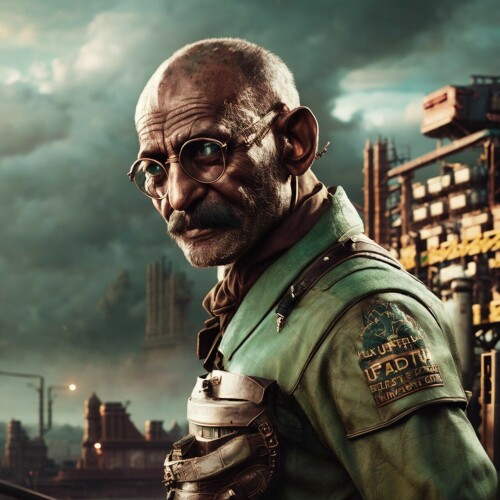 20221208211105 4bdfc29c SD2.1 768 v ema 3946572124 Portrait of Mahatma Gandhi India in a dieselpunk 