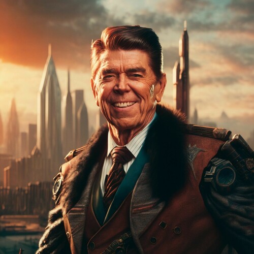 20221208201102 4bdfc29c SD2.1 768 v ema 1911690849 Portrait of Ronald Reagan (USA 0.9) in a steampun