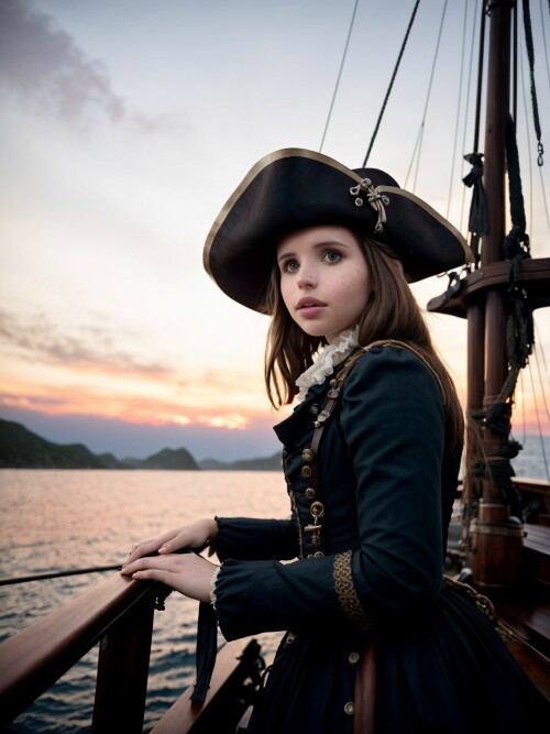 00656 RealisticVision13 308097692 RAW photo, (Felicity Jones) in a (pirate outfit), on a pirate ship