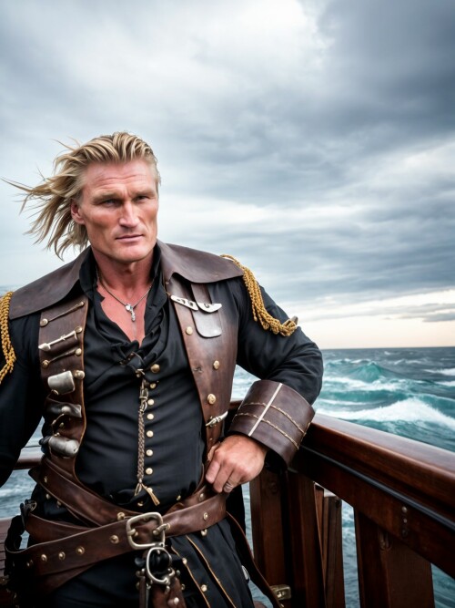 00659 RealisticVision13 308097695 RAW photo, (Dolph Lundgren) in a (pirate outfit), on a pirate ship