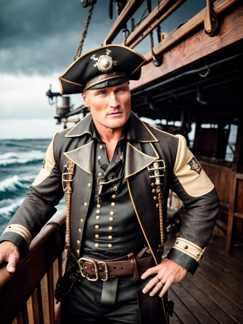 00409 RealisticVision13 1021450300 RAW photo, (Dolph Lundgren) in a (pirate outfit), on a pirate shi
