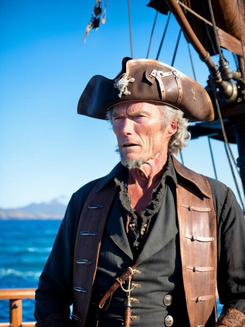 00669 RealisticVision13 308097705 RAW photo, (Clint Eastwood) in a (pirate outfit), on a pirate ship