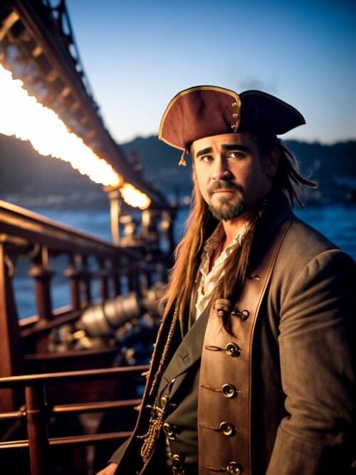 00589 RealisticVision13 2249252795 RAW photo, (Colin Farrell) in a (pirate outfit), on a pirate ship