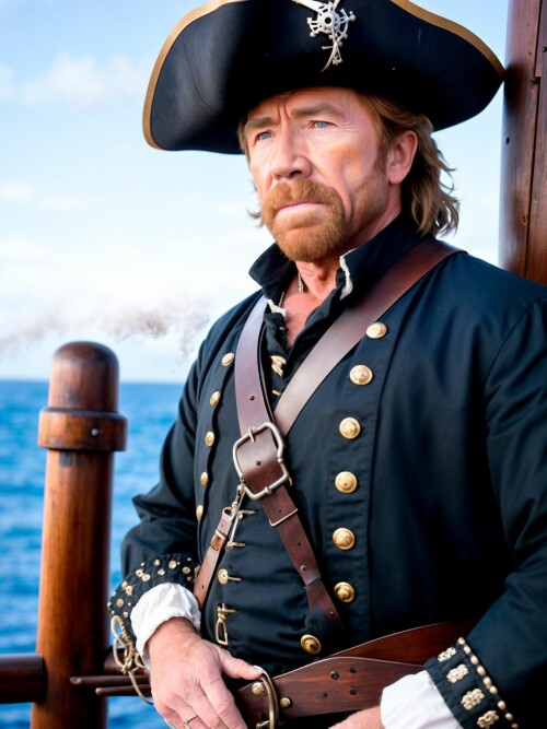 00565 RealisticVision13 2249252771 RAW photo, (Chuck Norris) in a (pirate outfit), on a pirate ship,