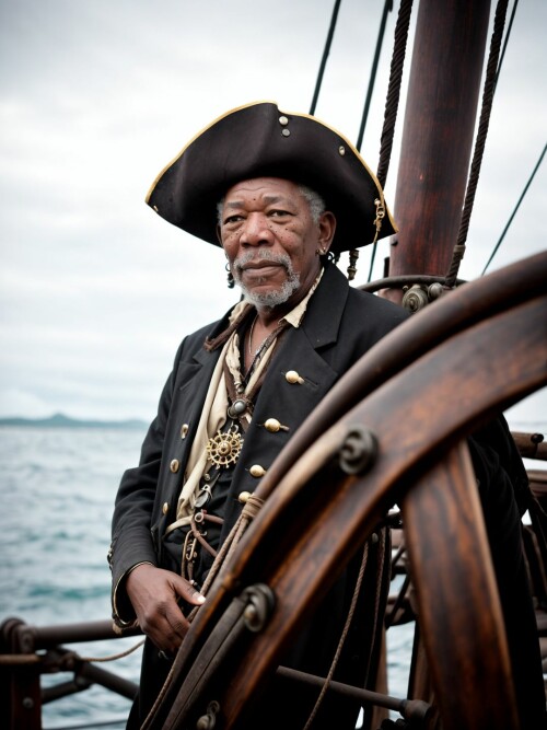 00922 RealisticVision13 2604122219 RAW photo, (Morgan Freeman) in a (worn 1.2) ( pirate outfit), on 