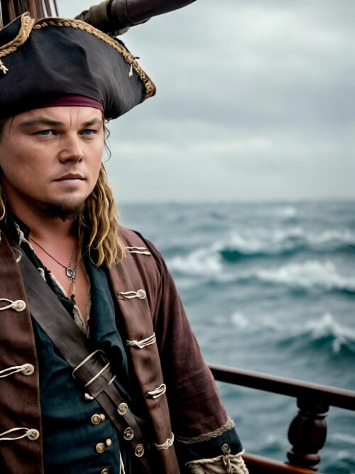 00887 RealisticVision13 2219804061 RAW photo, (Leonardo DiCaprio) in a (pirate outfit), on a (pirate