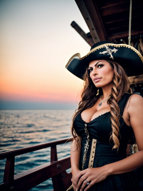 00787 RealisticVision13 4043814202 RAW photo, (Eva Mendes) in a (pirate outfit), on a pirate ship, b