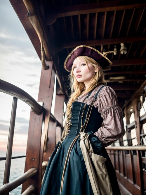 00820 RealisticVision13 4043814235 RAW photo, (Emily Browning) in a (pirate outfit), on a pirate shi