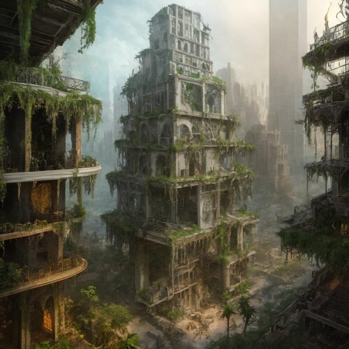 20230311172210 NeverendingDream 816903397 breathtaking Modern Middle East city ruins in the Amazon F