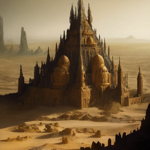 20230311172152 NeverendingDream 816903395 breathtaking Ancient Elven city buildings in a desert, san