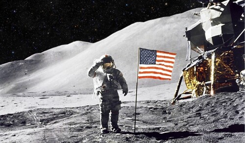 moon landing us flag