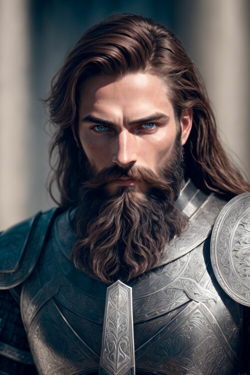 20230416224001 DungeonsNWaifus22 45588504 Heros, heroic warrior, man with beard in exquisite plate a