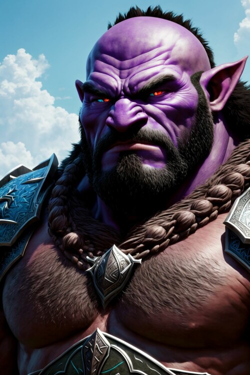 20230417000130 DungeonsNWaifus22 3677736374 (fat) huge orc warrior, dark green skin, (purple eyes), 