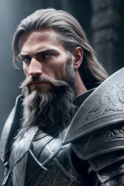 20230416223953 DungeonsNWaifus22 45588503 Heros, heroic warrior, man with beard in exquisite plate a