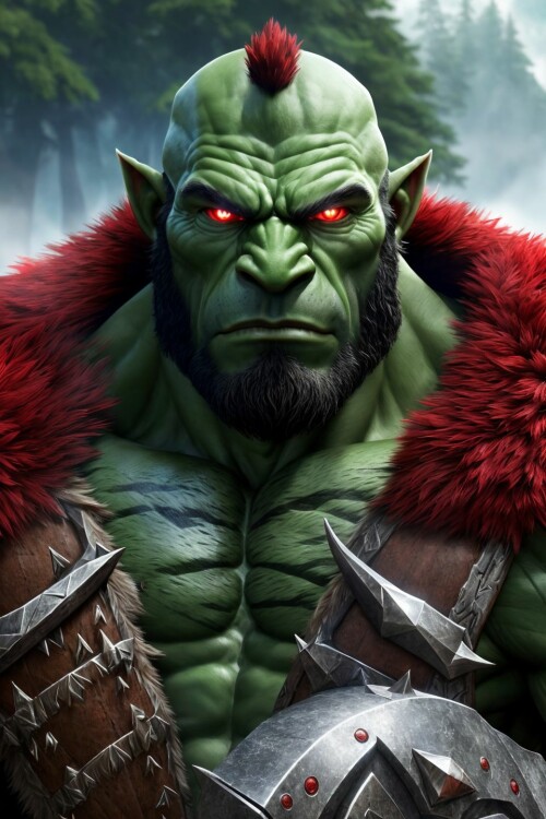 20230417000035 DungeonsNWaifus22 1673494790 (muscular) huge orc warrior, green skin, (red eyes), bar