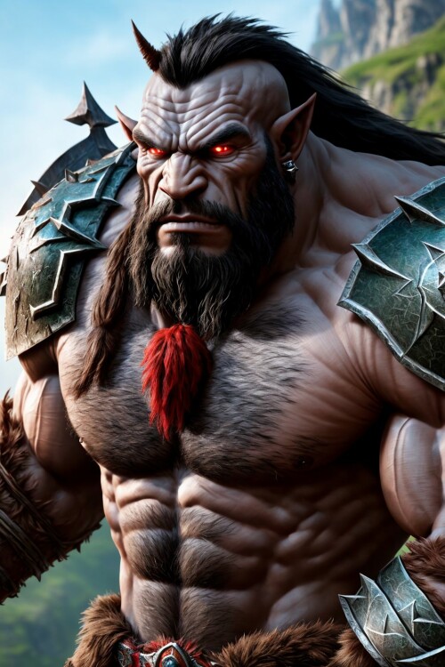 20230416235957 DungeonsNWaifus22 1657761458 (muscular) huge orc warrior, green skin, (red eyes), bar