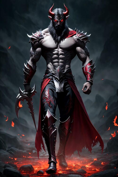 20230417002941 aZovyaRPGArtistTools20 O 2154907474 Demon Lord, muscular male demon, Demonic, Evil, D