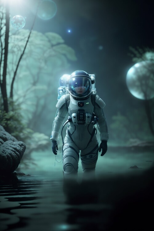 20230701225408 AbsoluteReality10 774040628 (RAW photo 1.2), beautiful woman astronaut walking in a s