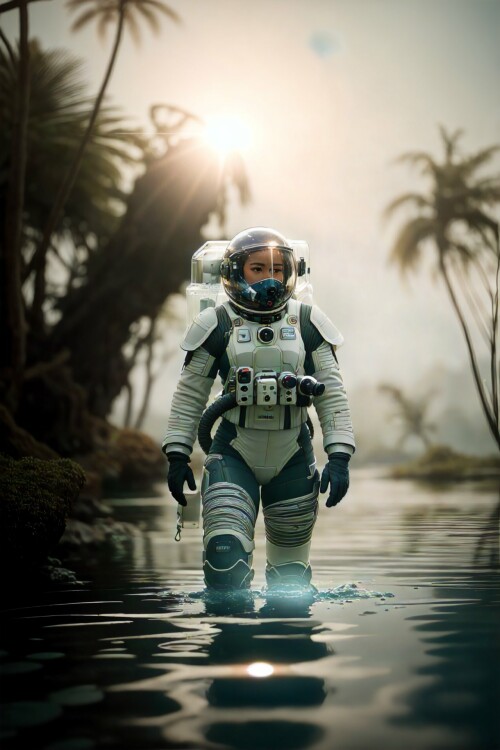 20230701225819 AbsoluteReality10 2631945242 (RAW photo 1.2), beautiful woman astronaut walking in a 