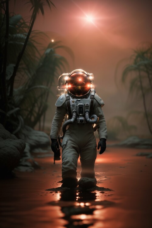 20230701222135 QGO PromptingReal10 3583143224 (RAW photo 1.2), Astronaut walking in a swamp, (breath