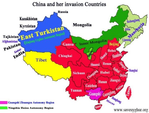 east turkestan uyghur map china